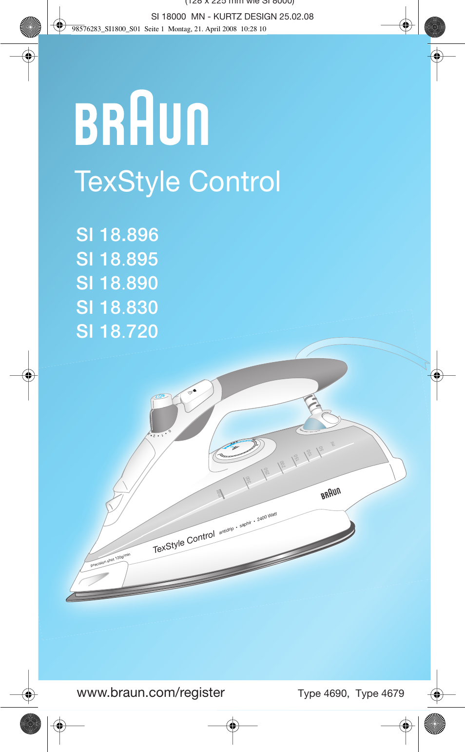 Braun SI 770 18895 TEXSTYLE CONTROL User Manual | 77 pages