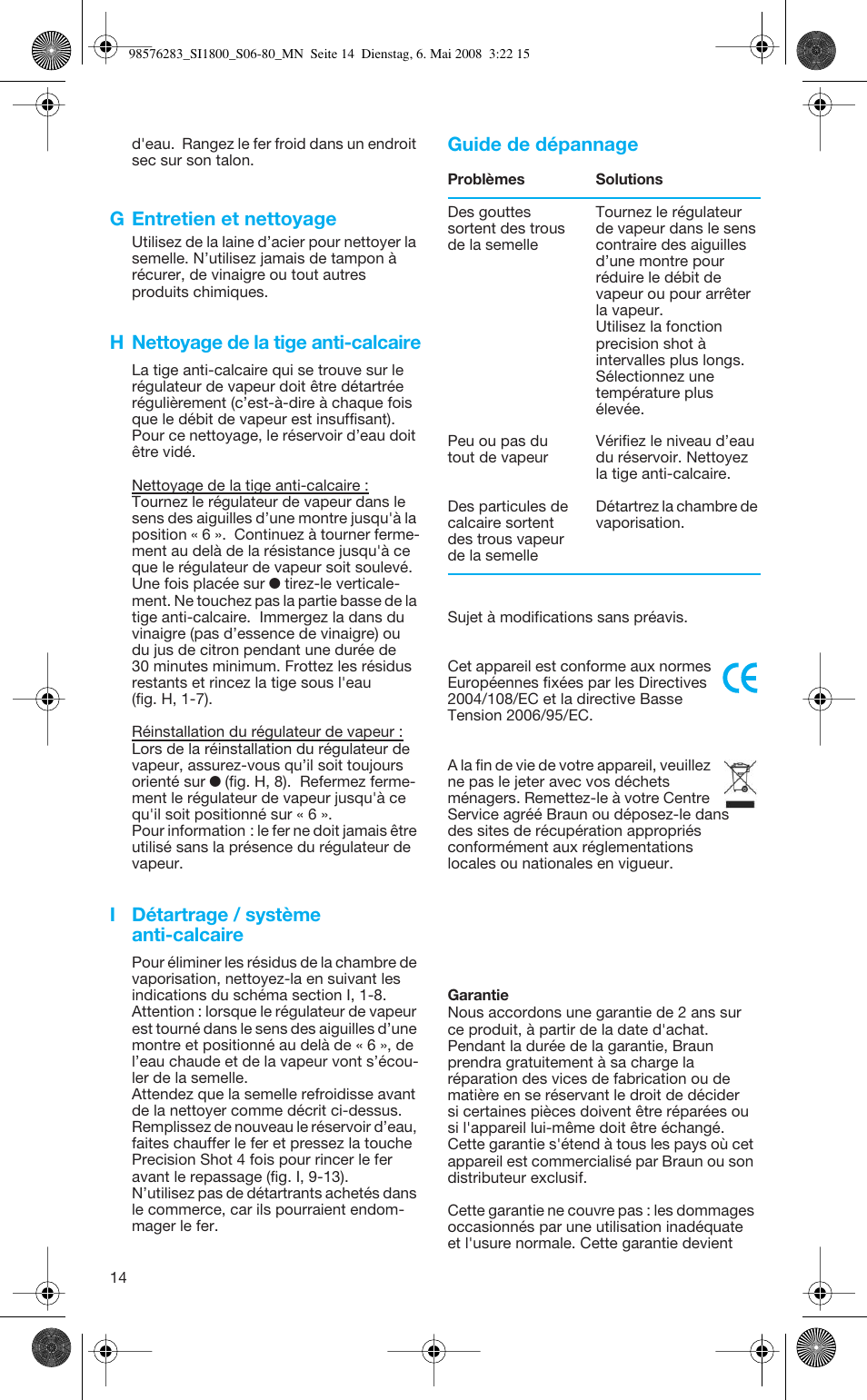 Braun SI 770 18895 TEXSTYLE CONTROL User Manual | Page 14 / 77