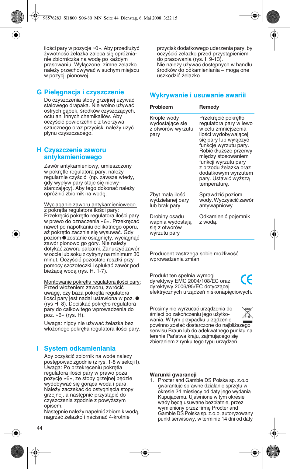 Braun SI 770 18895 TEXSTYLE CONTROL User Manual | Page 44 / 77