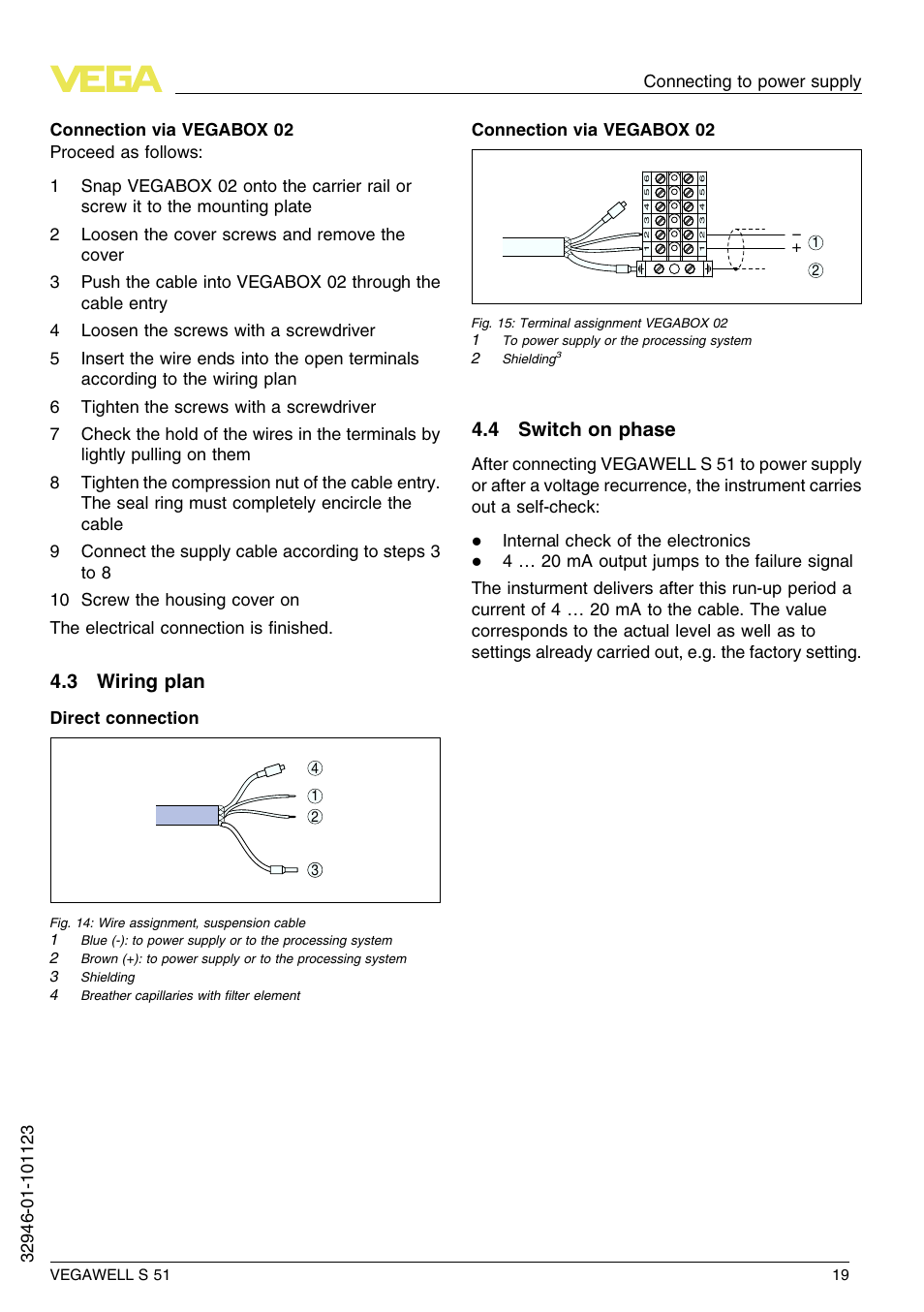 3 wiring plan, 4 switch on phase | VEGA VEGAWELL S 51 User Manual | Page 19 / 52