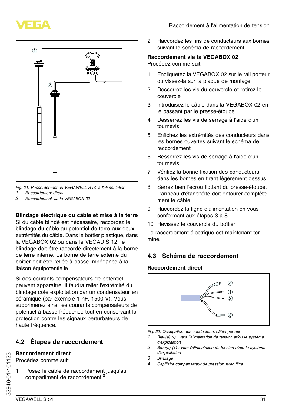 2 étapes de raccordement, 3 schéma de raccordement | VEGA VEGAWELL S 51 User Manual | Page 31 / 52