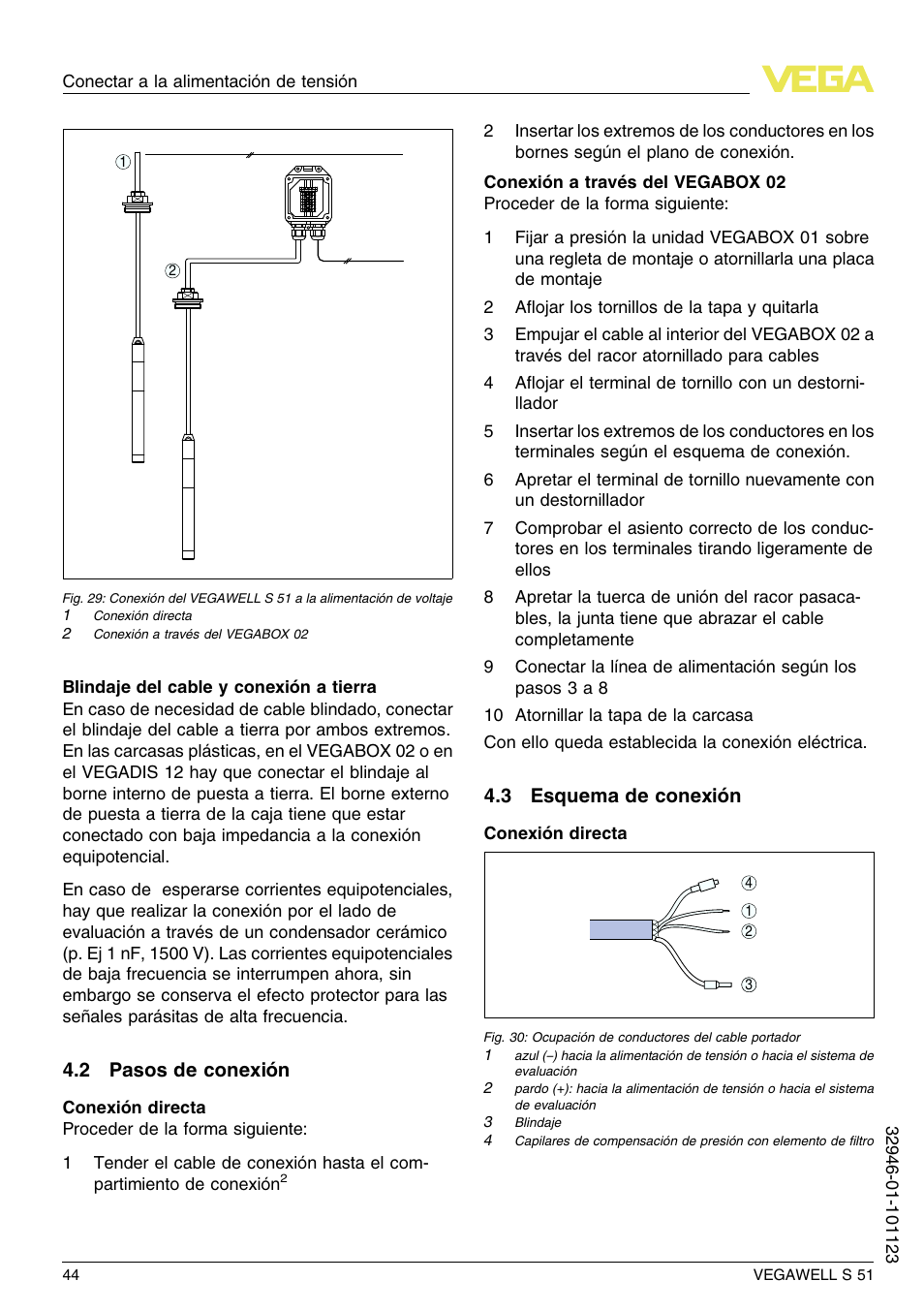 2 pasos de conexión, 3 esquema de conexión | VEGA VEGAWELL S 51 User Manual | Page 44 / 52
