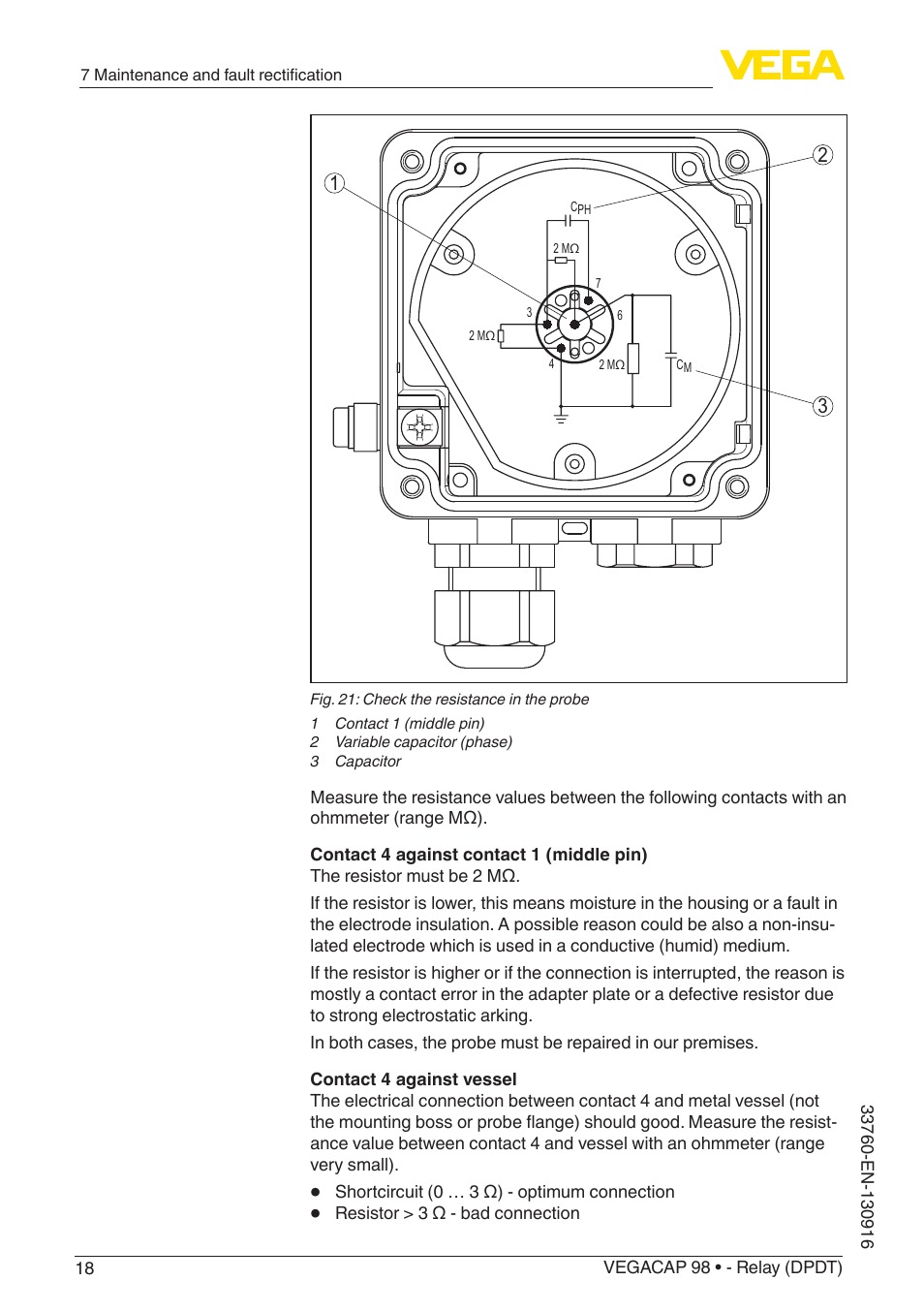 VEGA VEGACAP 98 - Relay (DPDT) User Manual | Page 18 / 28