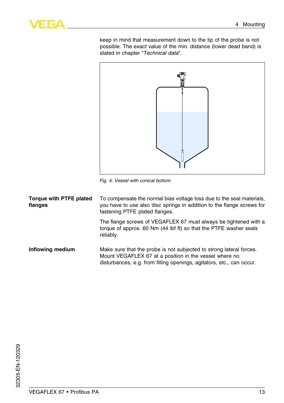 VEGA VEGAFLEX 67 (-40…+150°C PFA insulated) Profibus PA User Manual | Page 13 / 60