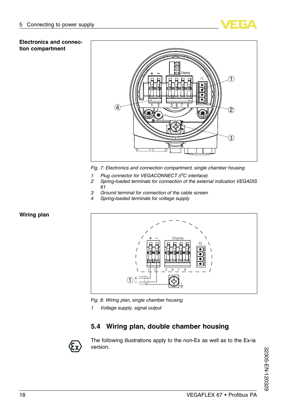 4 wiring plan, double chamber housing | VEGA VEGAFLEX 67 (-40…+150°C PFA insulated) Profibus PA User Manual | Page 18 / 60