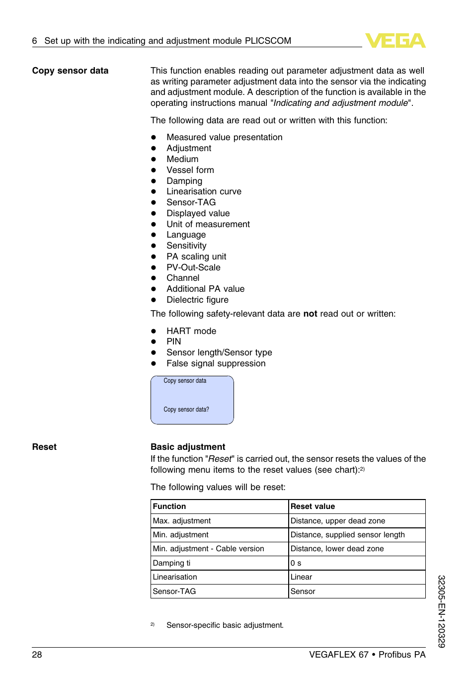 VEGA VEGAFLEX 67 (-40…+150°C PFA insulated) Profibus PA User Manual | Page 28 / 60