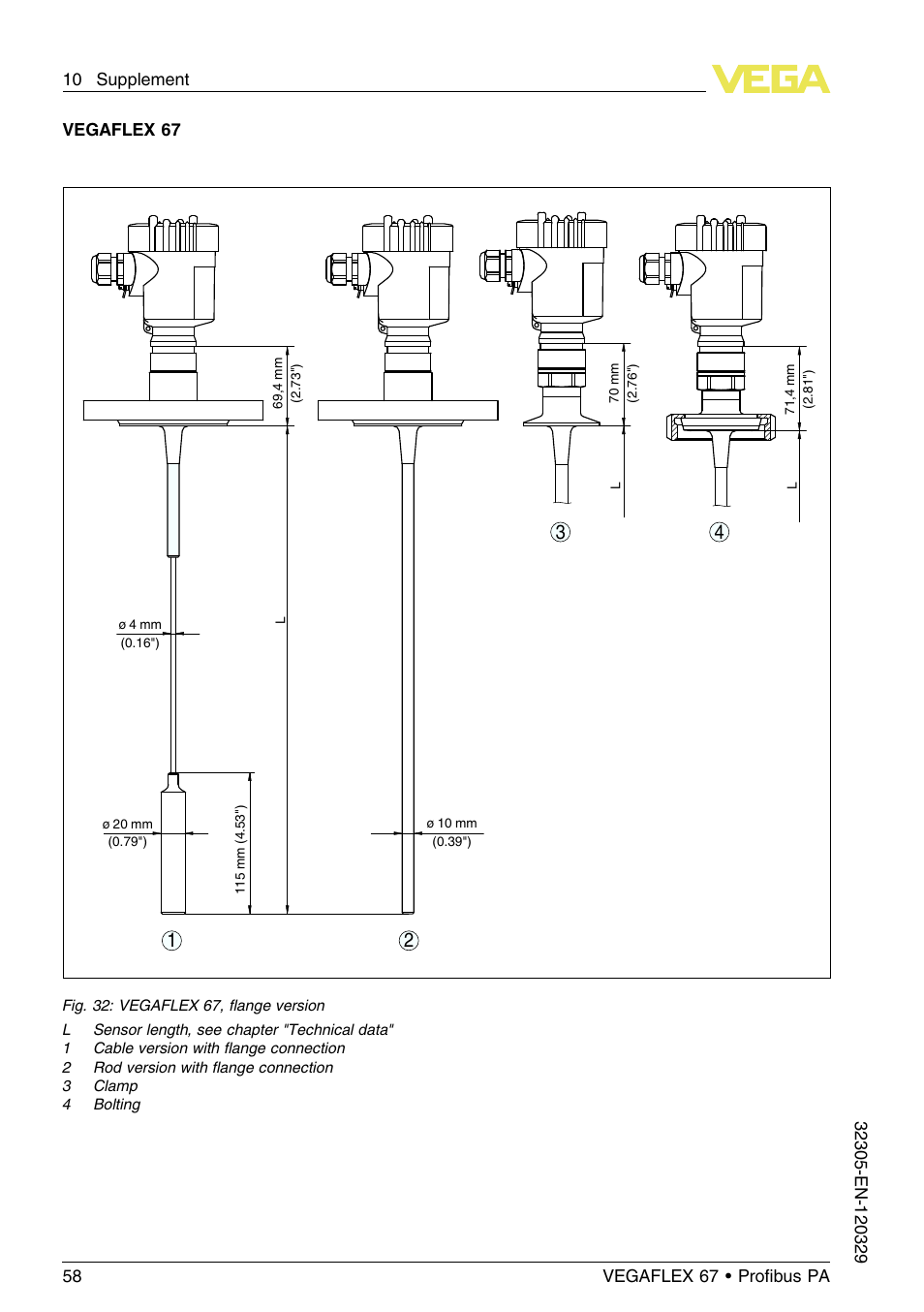 Vegaflex 67 | VEGA VEGAFLEX 67 (-40…+150°C PFA insulated) Profibus PA User Manual | Page 58 / 60