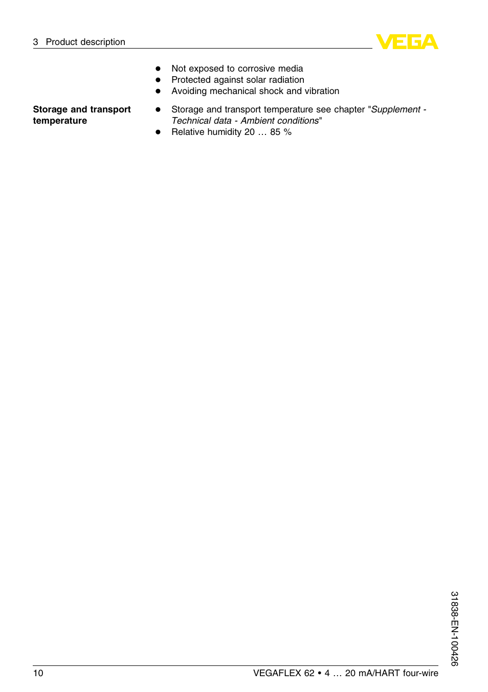 VEGA VEGAFLEX 62 4 … 20 mA_HART four-wire User Manual | Page 10 / 60