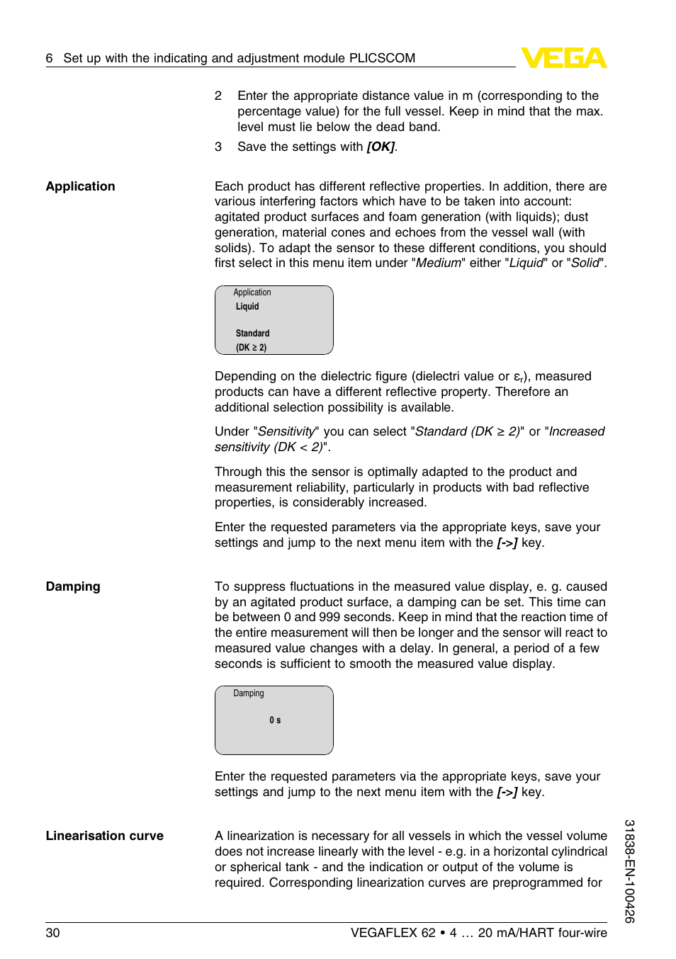 VEGA VEGAFLEX 62 4 … 20 mA_HART four-wire User Manual | Page 30 / 60