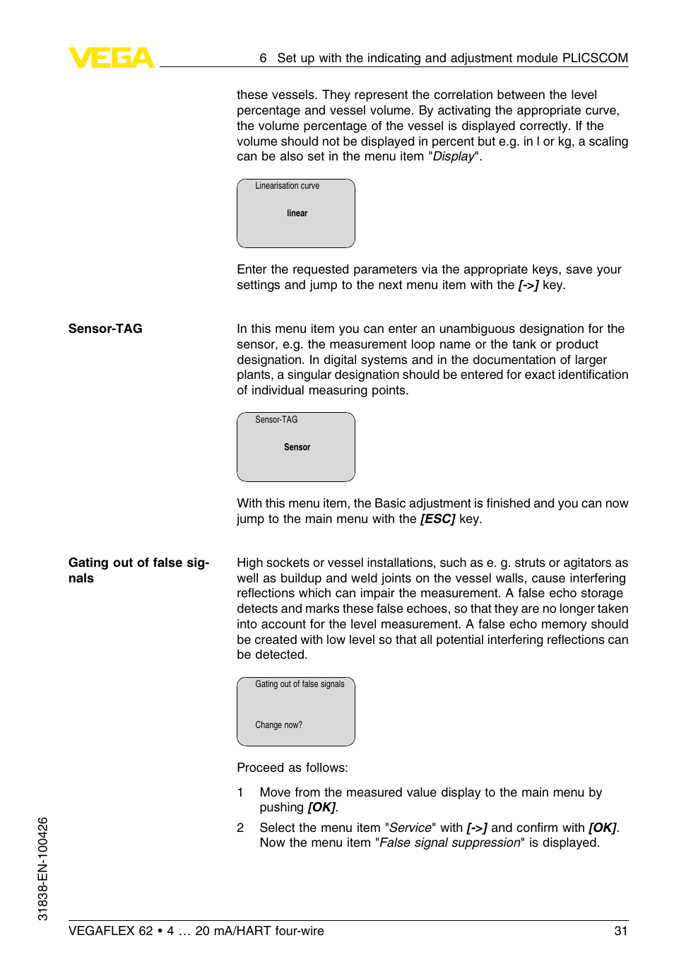 VEGA VEGAFLEX 62 4 … 20 mA_HART four-wire User Manual | Page 31 / 60