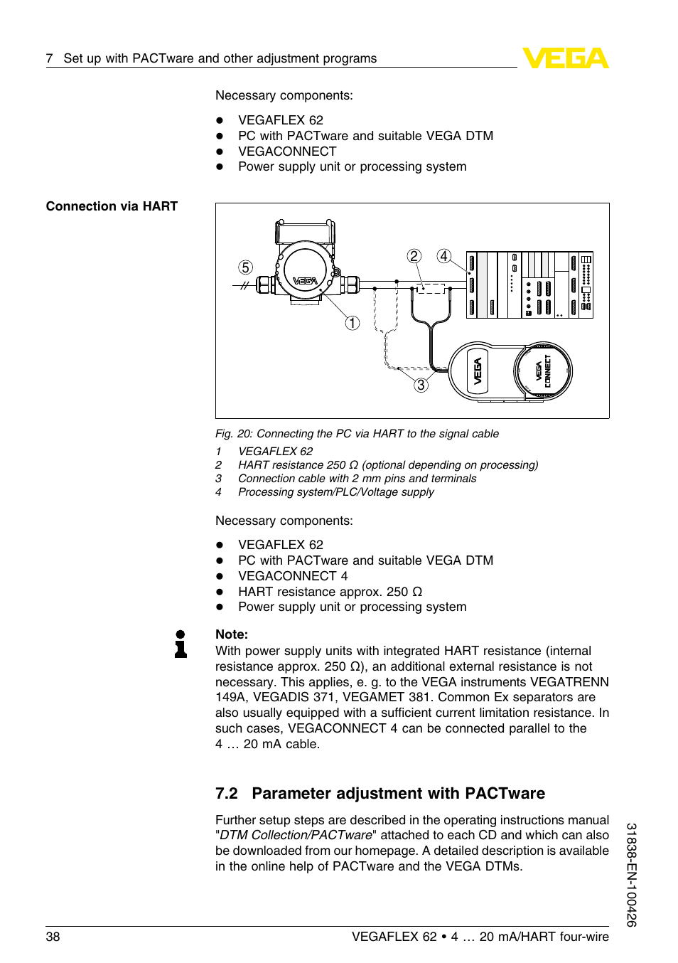 2 parameter adjustment with pactware | VEGA VEGAFLEX 62 4 … 20 mA_HART four-wire User Manual | Page 38 / 60
