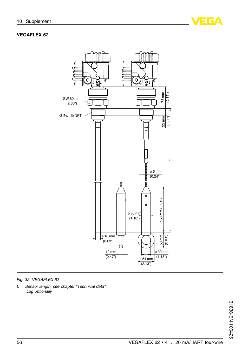 VEGA VEGAFLEX 62 4 … 20 mA_HART four-wire User Manual | Page 56 / 60