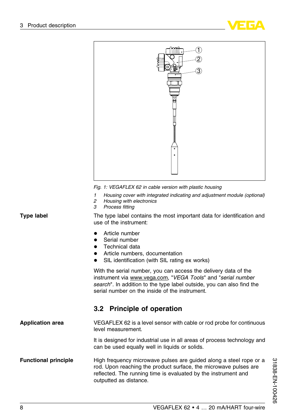 2 principle of operation | VEGA VEGAFLEX 62 4 … 20 mA_HART four-wire User Manual | Page 8 / 60