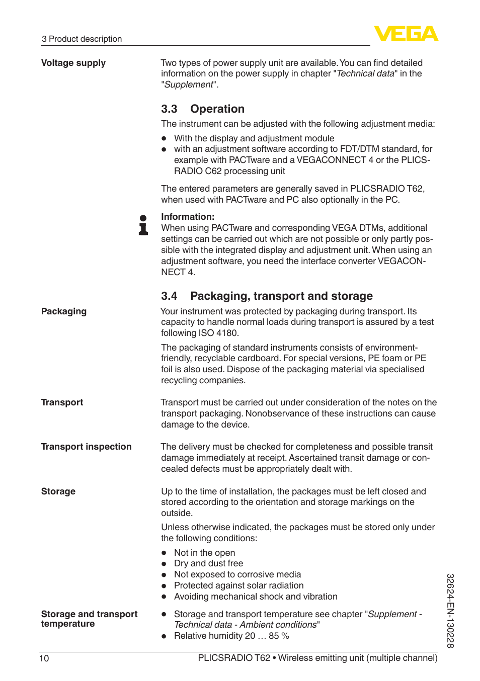 VEGA PLICSRADIO T62 Wireless emitting unit User Manual | Page 10 / 44