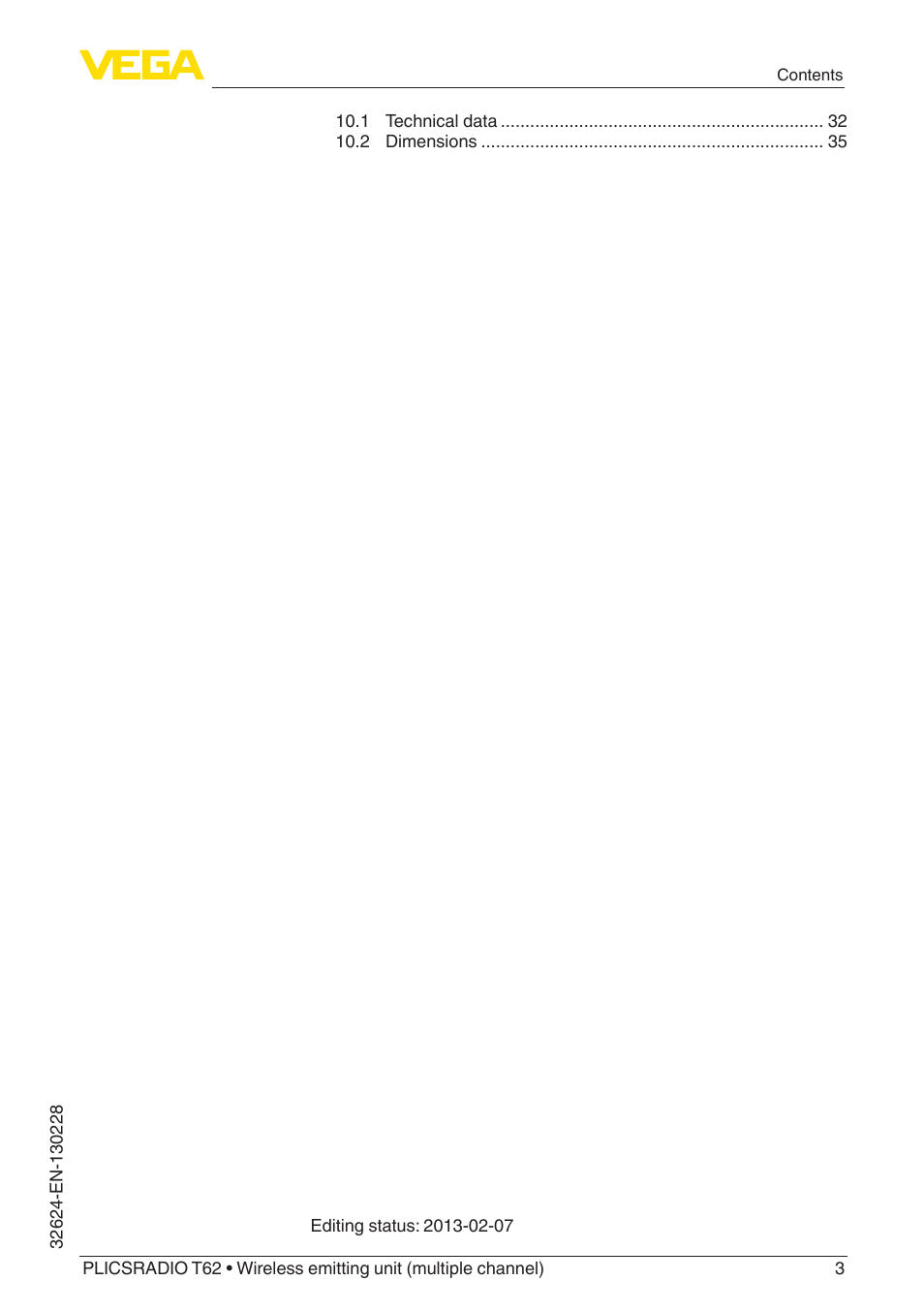 VEGA PLICSRADIO T62 Wireless emitting unit User Manual | Page 3 / 44