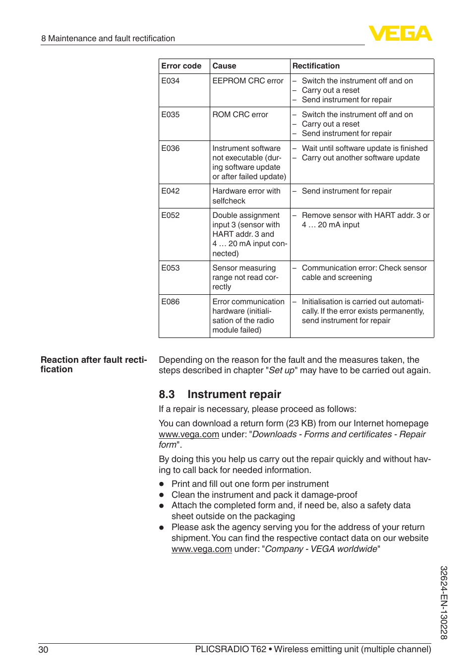 3 instrument repair | VEGA PLICSRADIO T62 Wireless emitting unit User Manual | Page 30 / 44