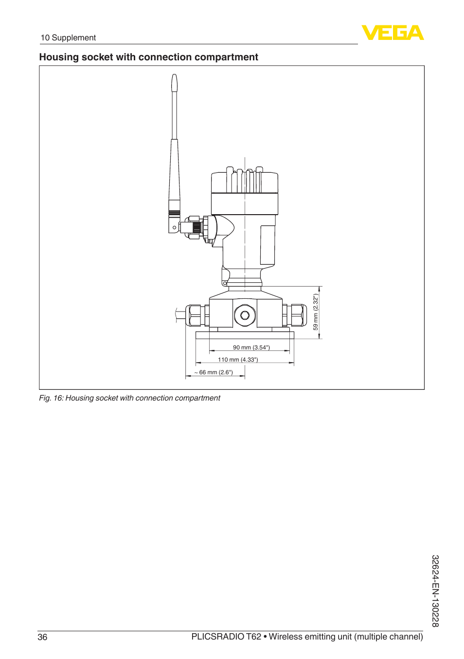 Housing socket with connection compartment | VEGA PLICSRADIO T62 Wireless emitting unit User Manual | Page 36 / 44
