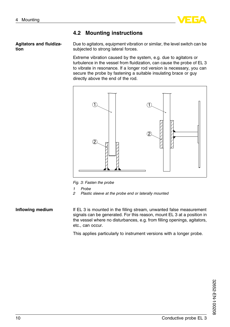 2 mounting instructions | VEGA EL 3 Conductive probe User Manual | Page 10 / 24