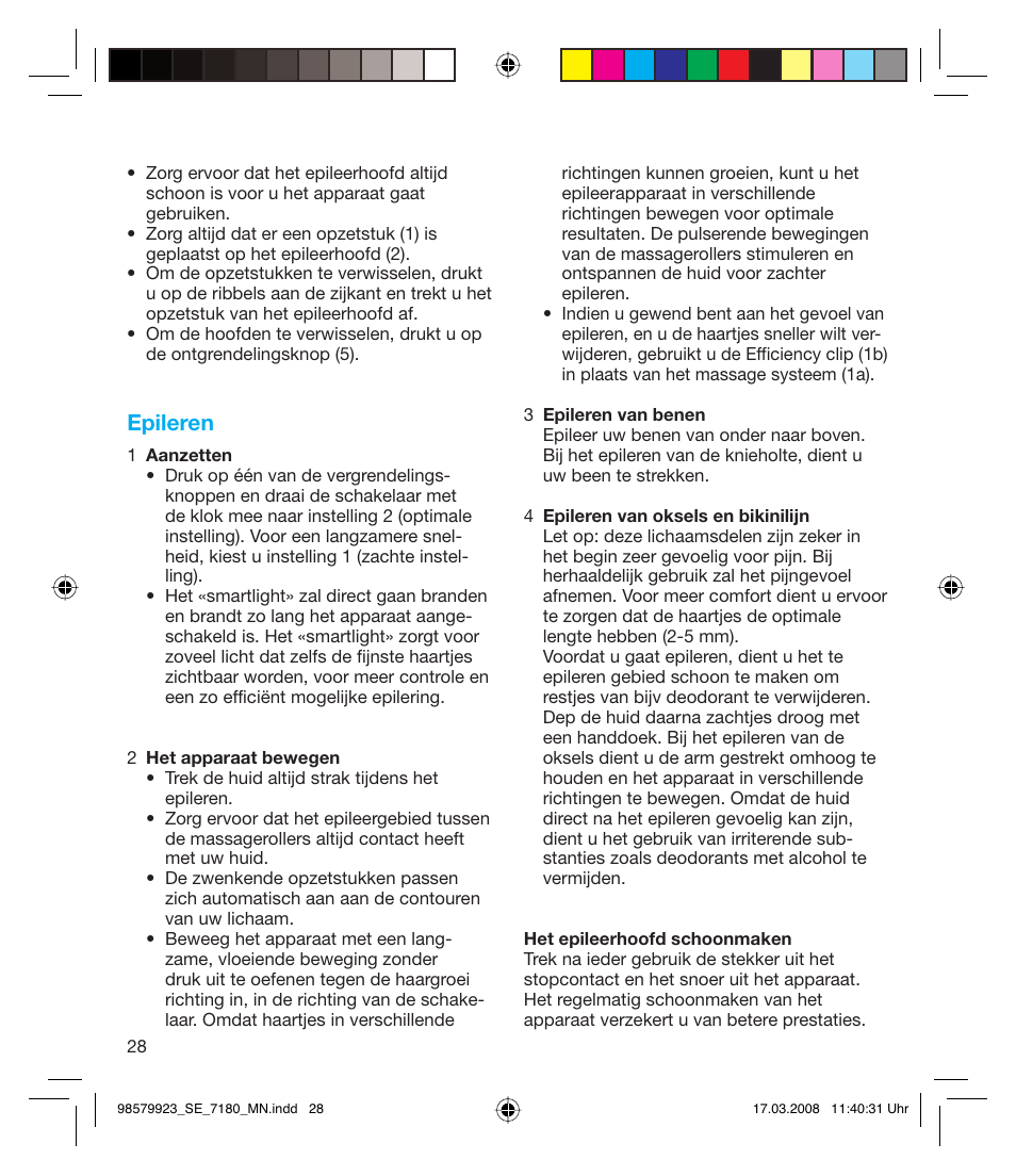 Epileren | Braun SE 7180 SILK EPIL XPRESSIVE User Manual | Page 27 / 70