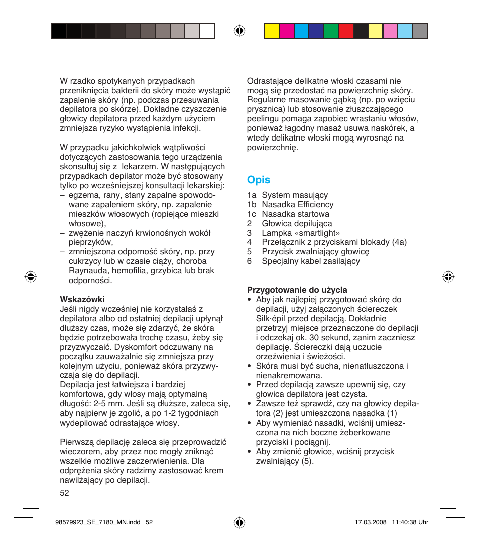 Opis | Braun SE 7180 SILK EPIL XPRESSIVE User Manual | Page 51 / 70