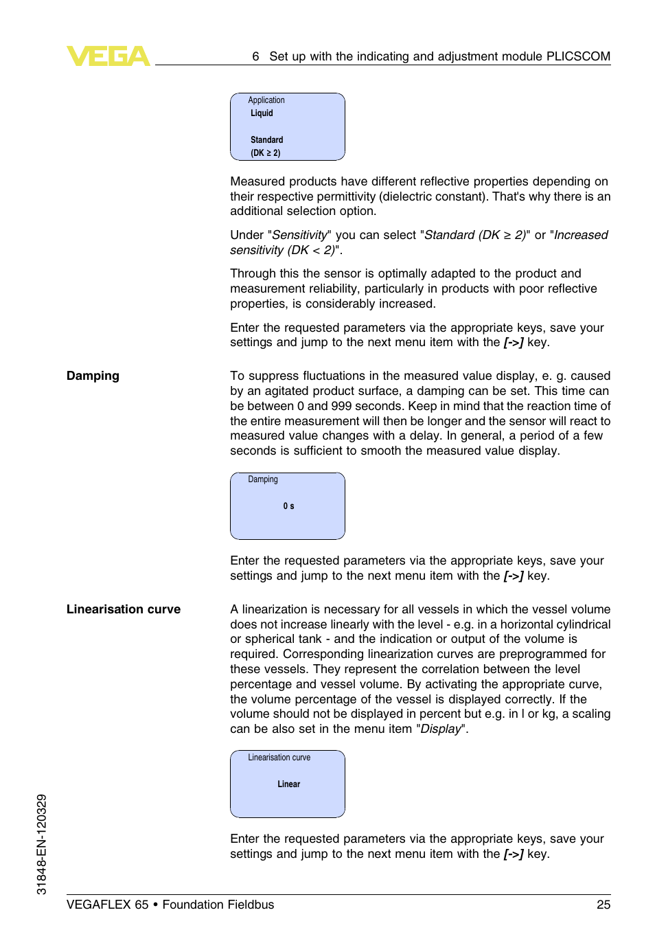 VEGA VEGAFLEX 65 Foundation Fieldbus User Manual | Page 25 / 56