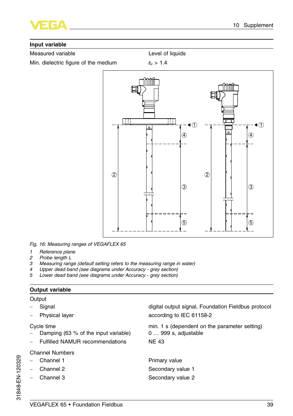 VEGA VEGAFLEX 65 Foundation Fieldbus User Manual | Page 39 / 56