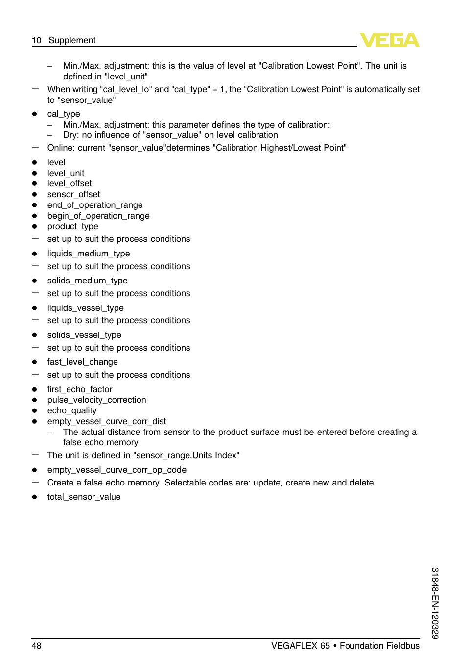 VEGA VEGAFLEX 65 Foundation Fieldbus User Manual | Page 48 / 56