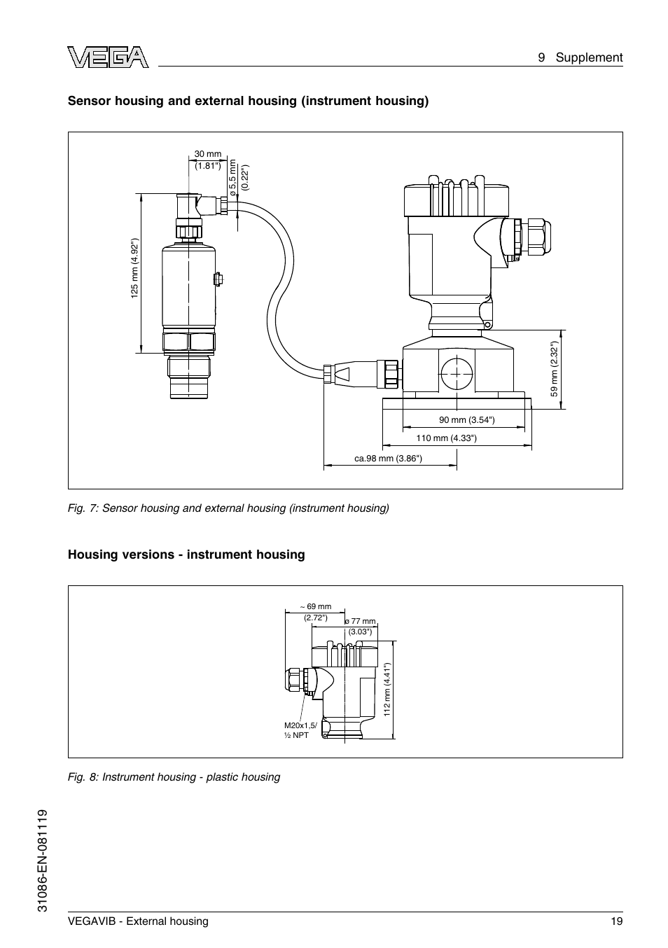 Housing versions - instrument housing | VEGA VEGAVIB - External housing User Manual | Page 19 / 20