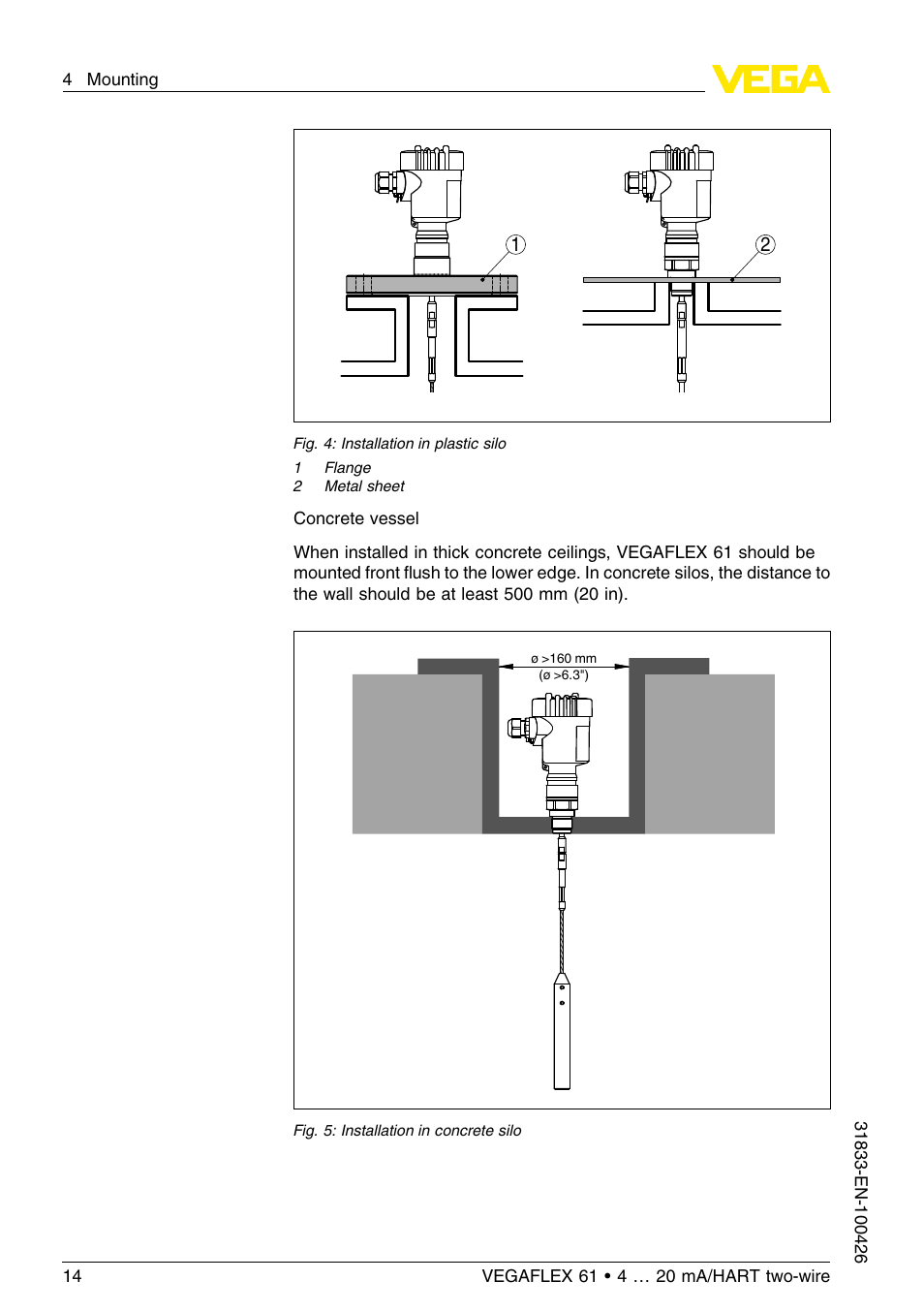 VEGA VEGAFLEX 61 4 … 20 mA_HART two-wire User Manual | Page 14 / 64