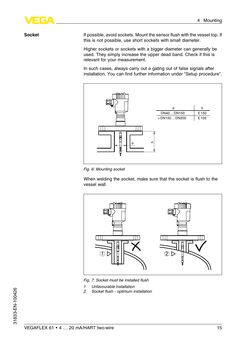 VEGA VEGAFLEX 61 4 … 20 mA_HART two-wire User Manual | Page 15 / 64