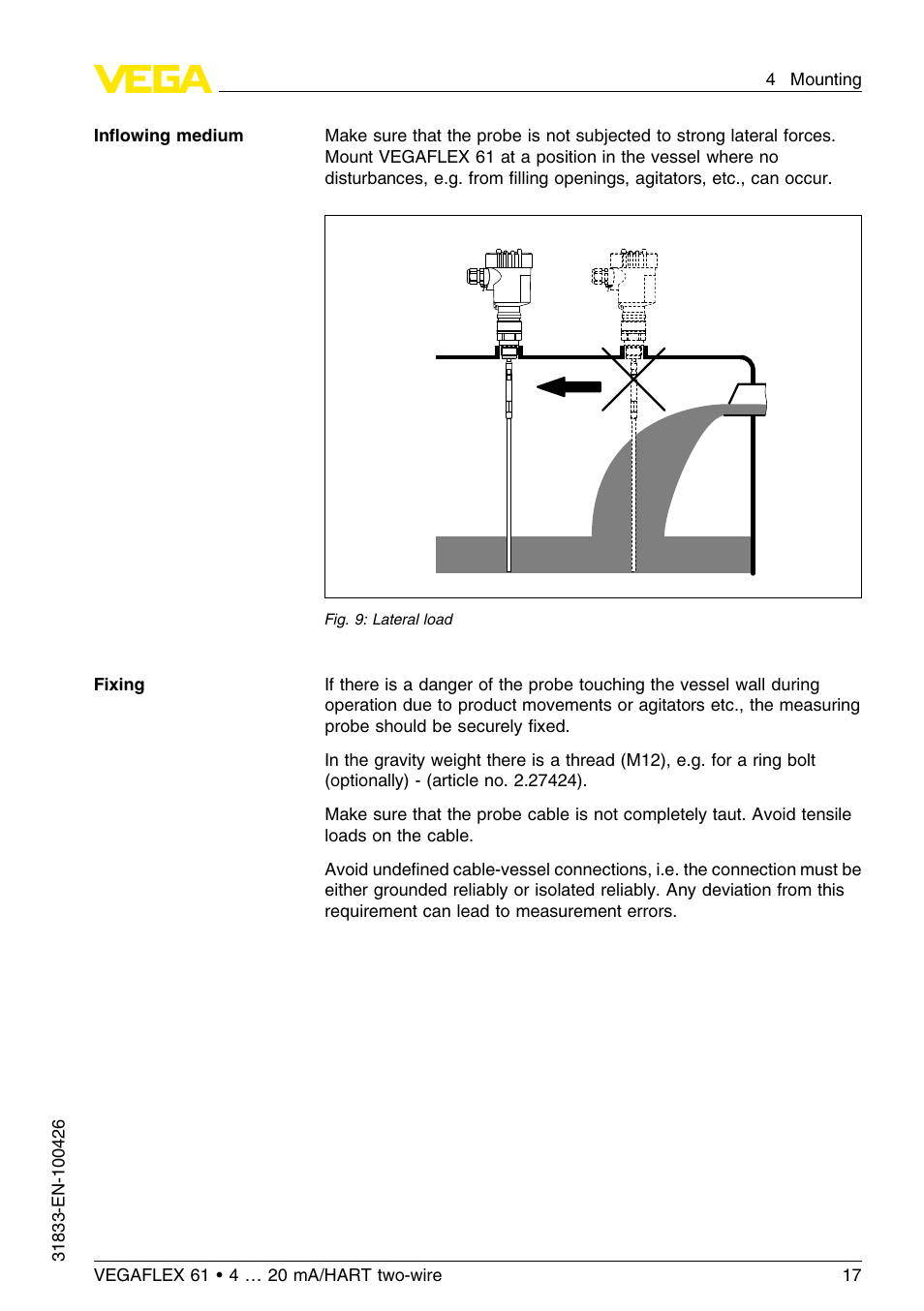 VEGA VEGAFLEX 61 4 … 20 mA_HART two-wire User Manual | Page 17 / 64