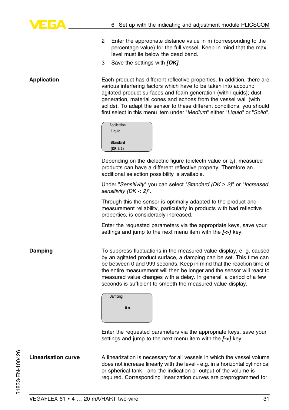 VEGA VEGAFLEX 61 4 … 20 mA_HART two-wire User Manual | Page 31 / 64