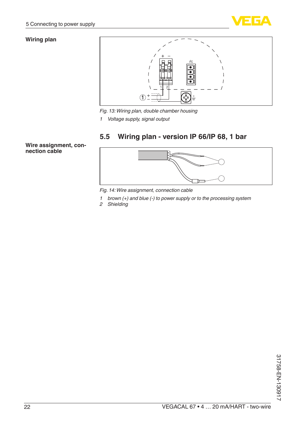 VEGA VEGACAL 67 4 … 20 mA_HART - two-wire User Manual | Page 22 / 52
