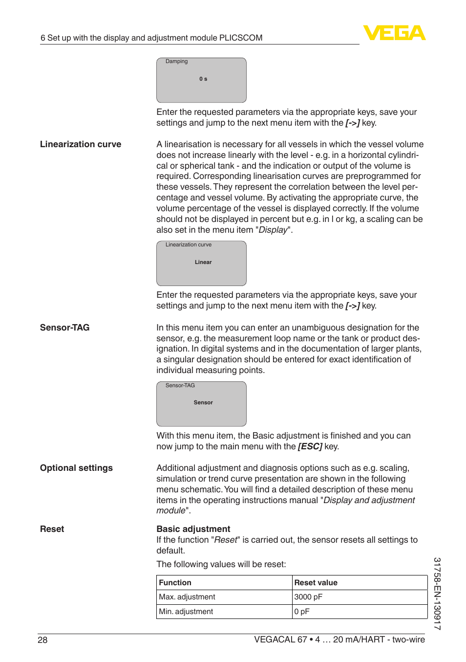 VEGA VEGACAL 67 4 … 20 mA_HART - two-wire User Manual | Page 28 / 52