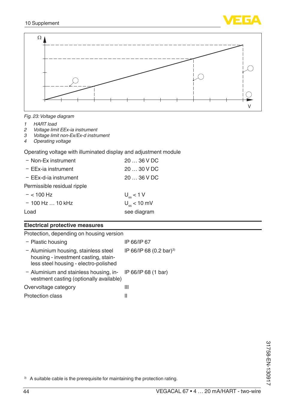 VEGA VEGACAL 67 4 … 20 mA_HART - two-wire User Manual | Page 44 / 52