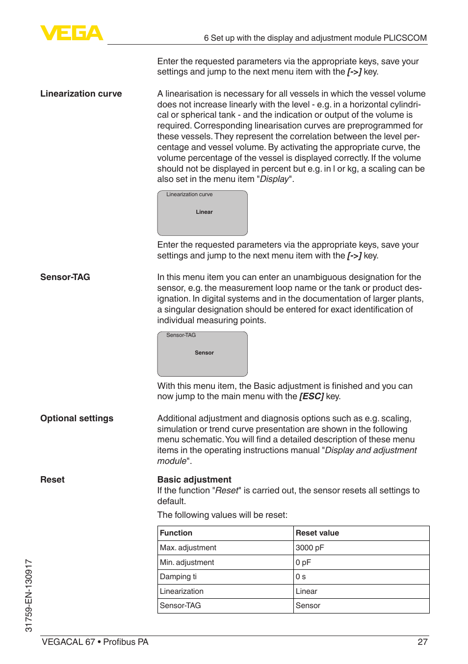 VEGA VEGACAL 67 Profibus PA User Manual | Page 27 / 52