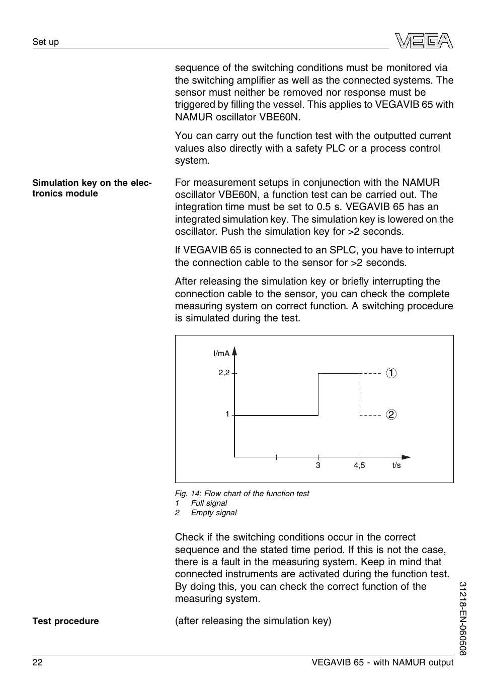 VEGA VEGAVIB 65 - NAMUR User Manual | Page 22 / 40