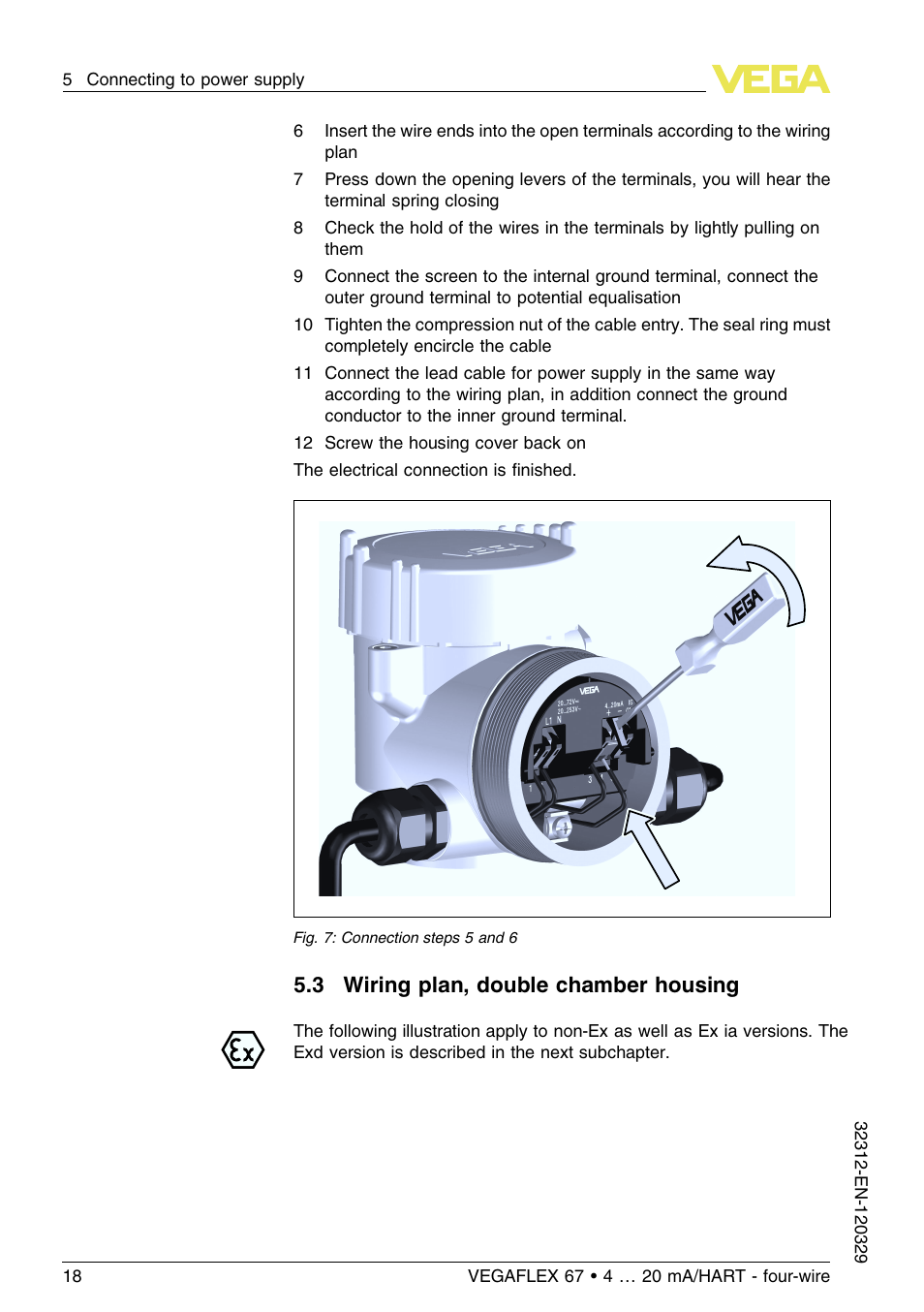 3 wiring plan, double chamber housing | VEGA VEGAFLEX 67 (-200…+400°C) 4 … 20 mA_HART four-wire User Manual | Page 18 / 56