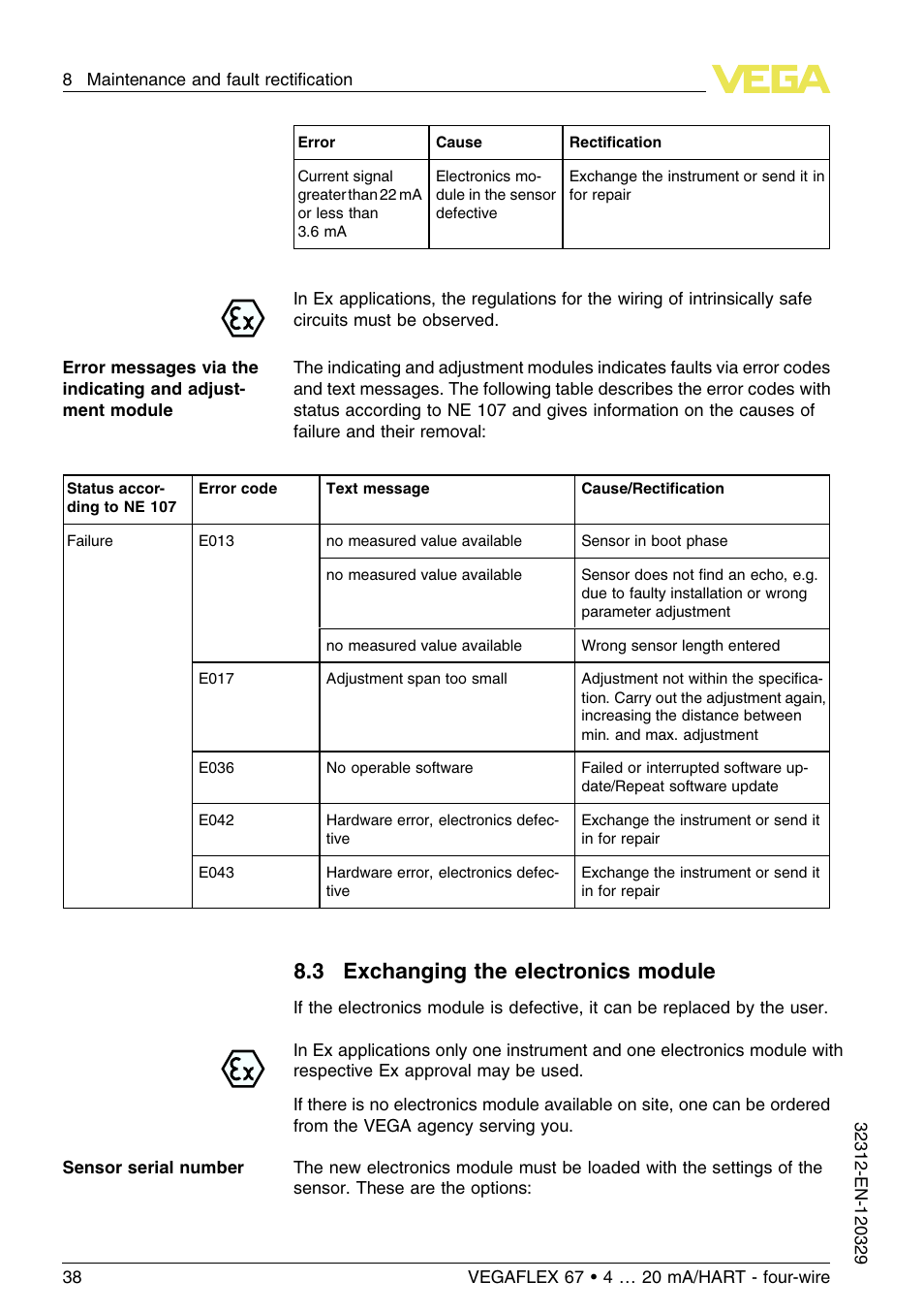 3 exchanging the electronics module | VEGA VEGAFLEX 67 (-200…+400°C) 4 … 20 mA_HART four-wire User Manual | Page 38 / 56