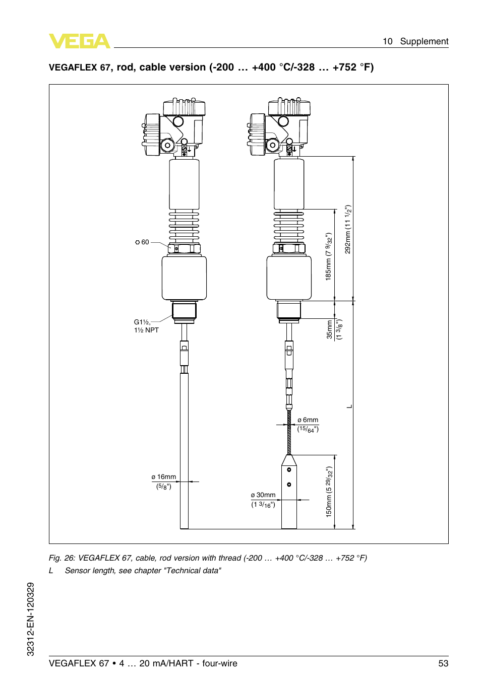 Vegaflex 67 | VEGA VEGAFLEX 67 (-200…+400°C) 4 … 20 mA_HART four-wire User Manual | Page 53 / 56