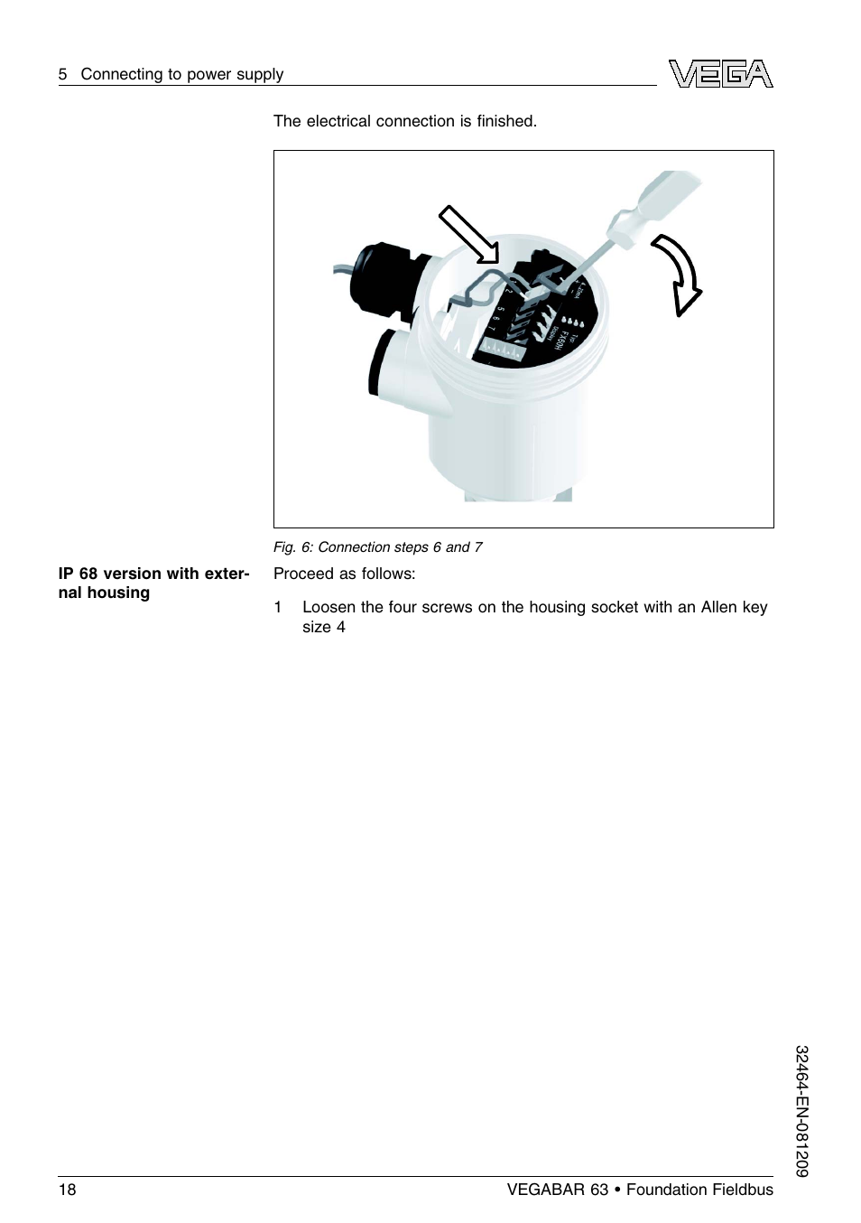 VEGA VEGABAR 63 Foundation Fieldbus User Manual | Page 18 / 76