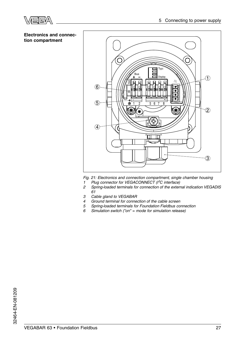 VEGA VEGABAR 63 Foundation Fieldbus User Manual | Page 27 / 76