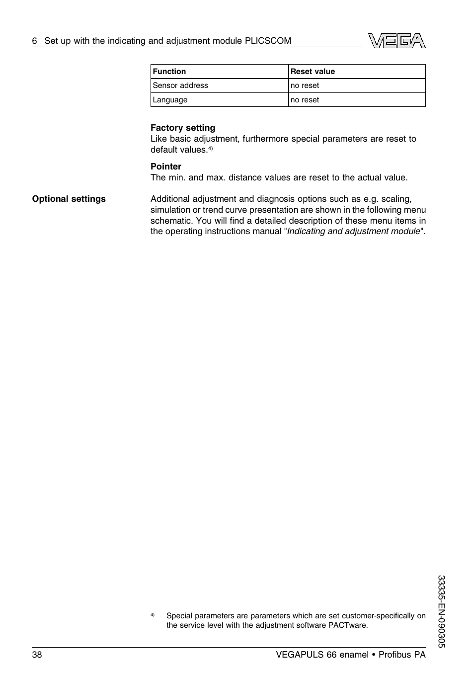 VEGA VEGAPULS 66 (≥ 2.0.0 - ≤ 3.8) enamel Proﬁbus PA User Manual | Page 38 / 64