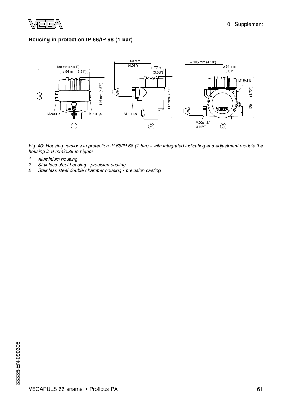 VEGA VEGAPULS 66 (≥ 2.0.0 - ≤ 3.8) enamel Proﬁbus PA User Manual | Page 61 / 64