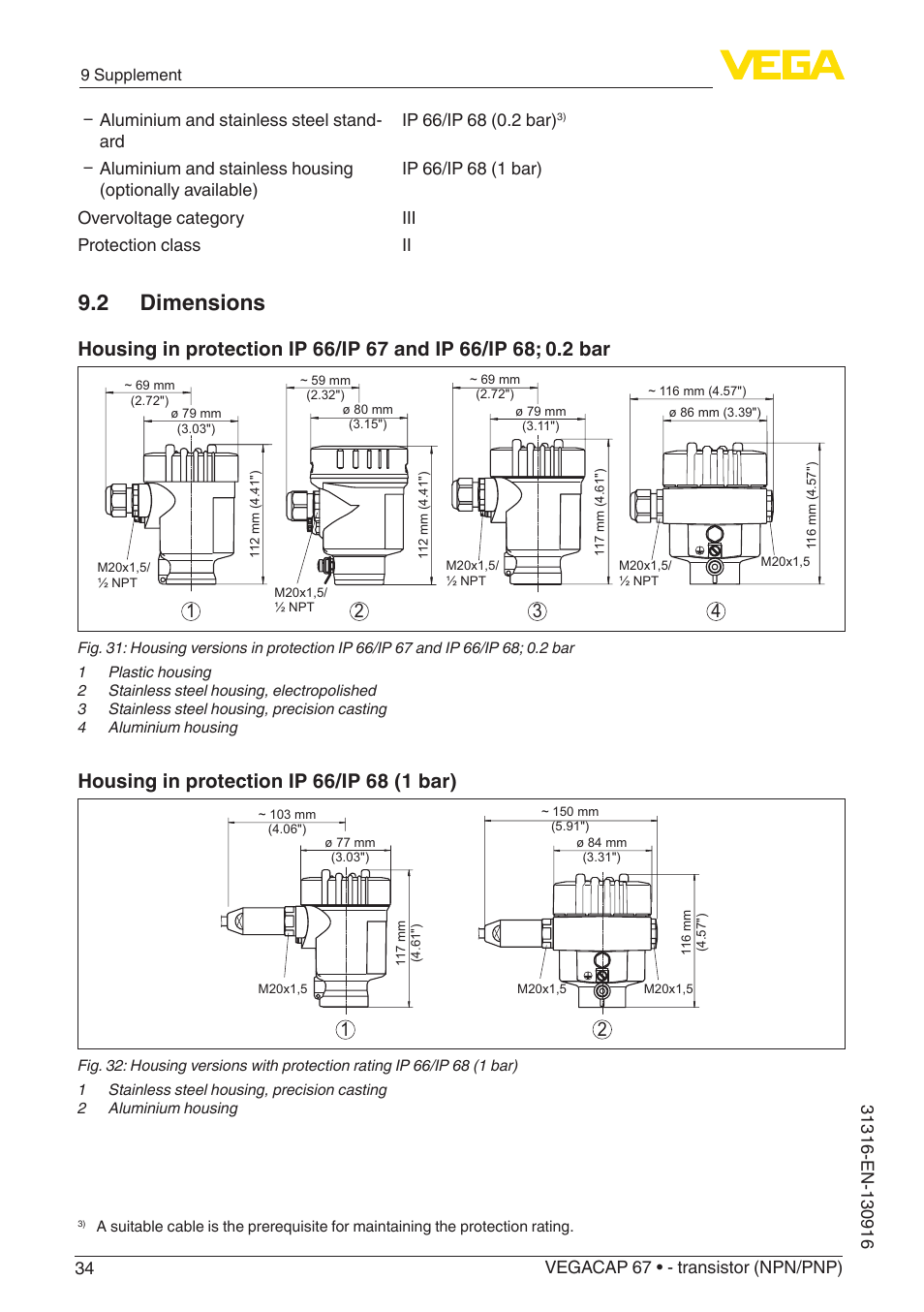 2 dimensions | VEGA VEGACAP 67 - transistor (NPN_PNP) User Manual | Page 34 / 40