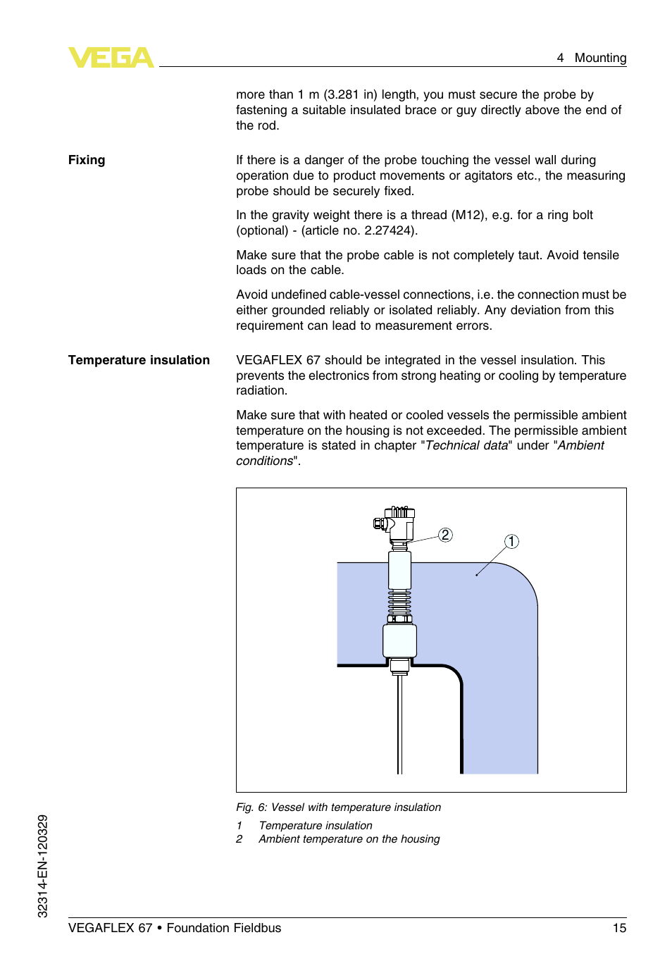 VEGA VEGAFLEX 67 (-200…+400°C) Foundation Fieldbus User Manual | Page 15 / 64