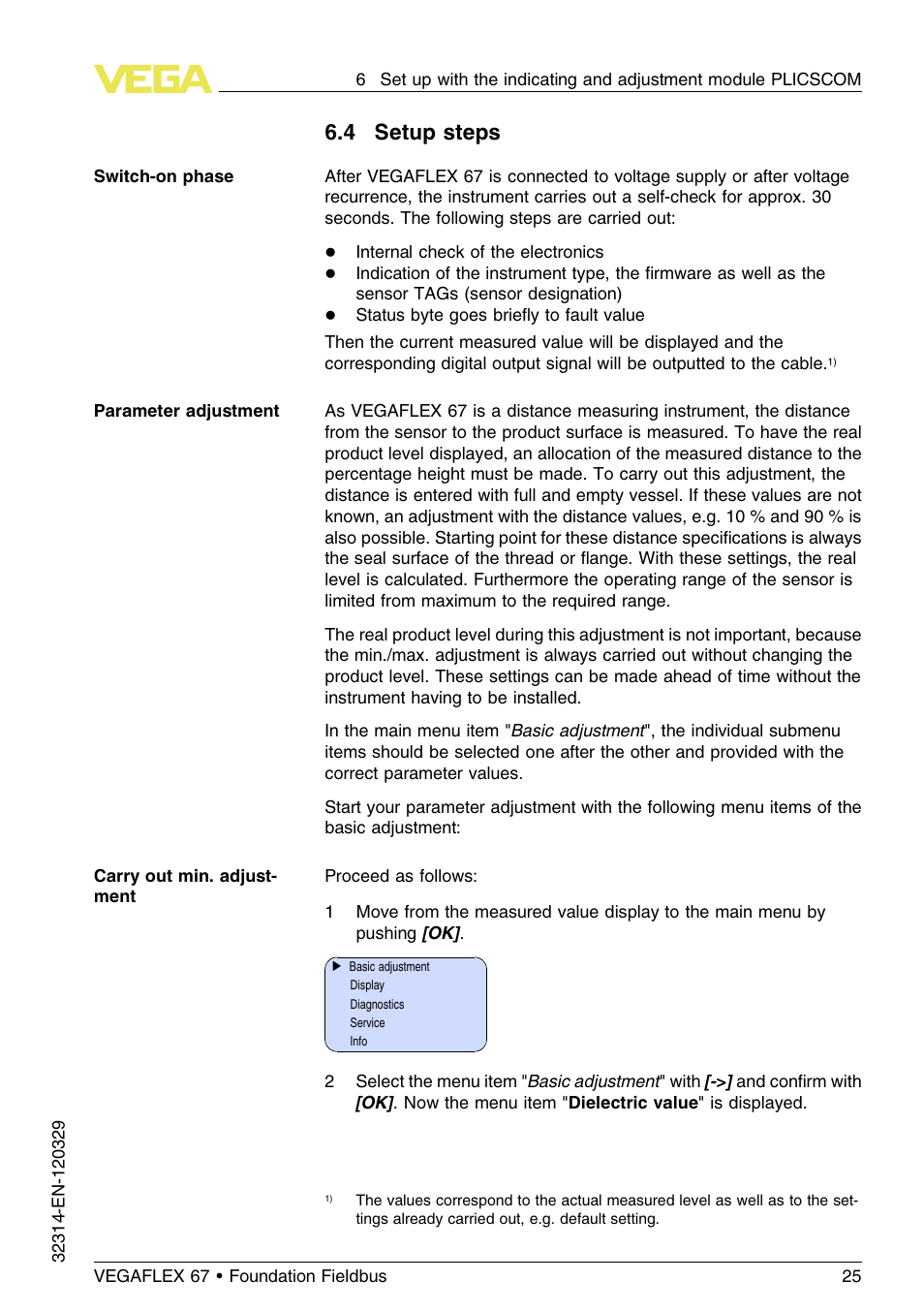 4 setup steps | VEGA VEGAFLEX 67 (-200…+400°C) Foundation Fieldbus User Manual | Page 25 / 64