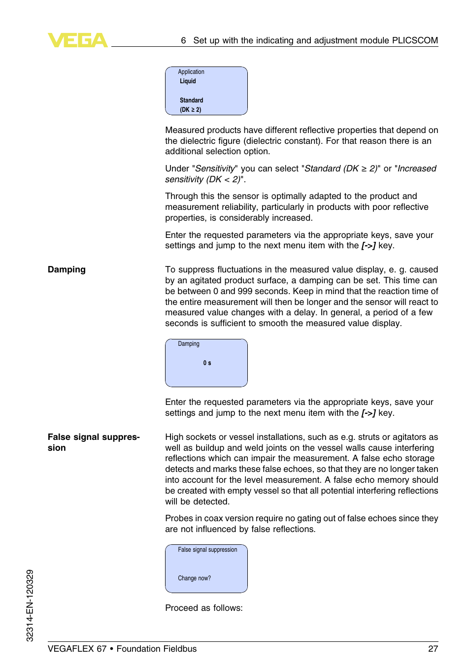 VEGA VEGAFLEX 67 (-200…+400°C) Foundation Fieldbus User Manual | Page 27 / 64