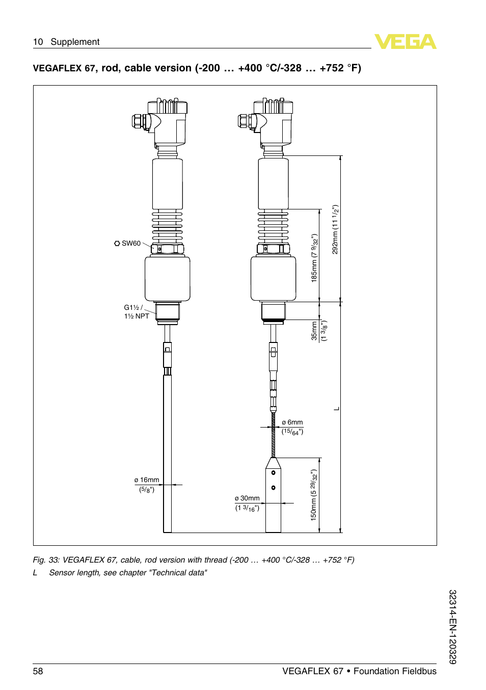 Vegaflex 67 | VEGA VEGAFLEX 67 (-200…+400°C) Foundation Fieldbus User Manual | Page 58 / 64