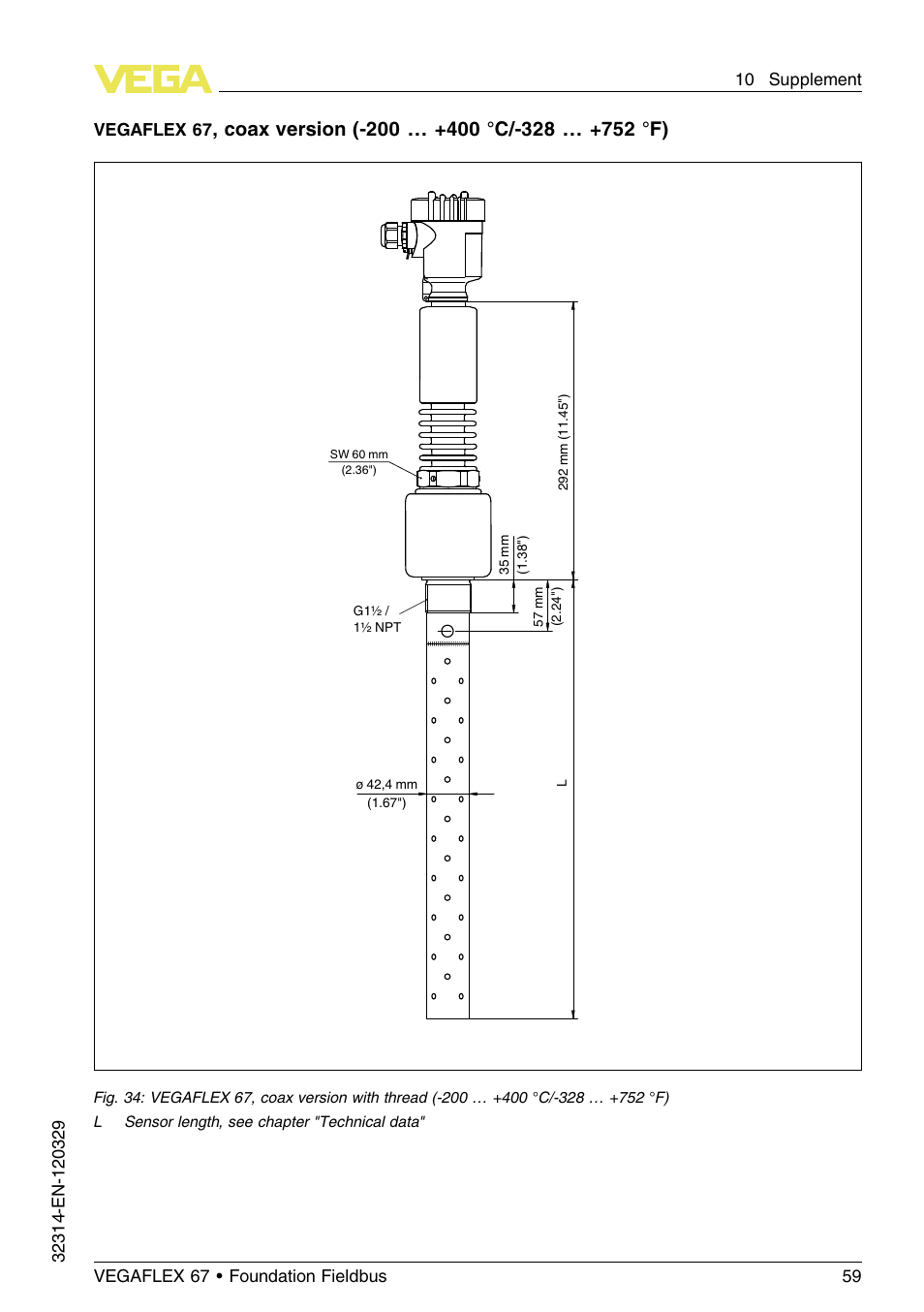 Vegaflex 67 | VEGA VEGAFLEX 67 (-200…+400°C) Foundation Fieldbus User Manual | Page 59 / 64